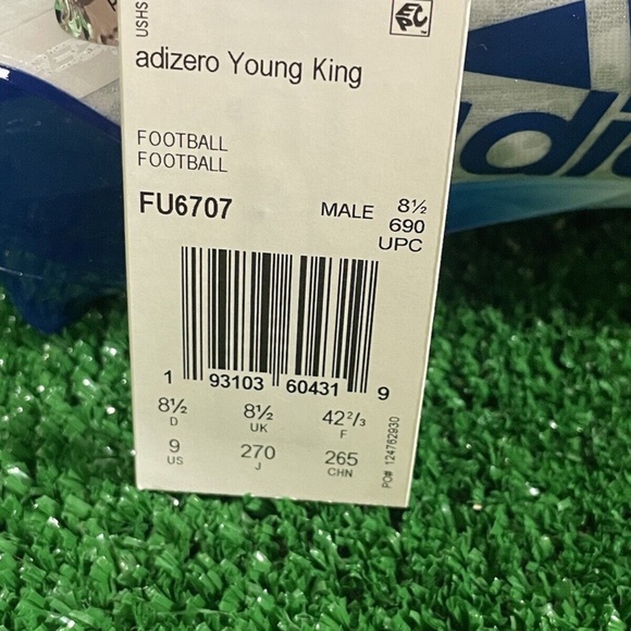 Adidas Adizero Young King Blue White Floral Football Cleats FU6707 Men\'s Size 9 main image 4